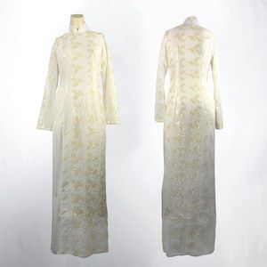 Ivory Long Sleeve Floor Length Cheongsam